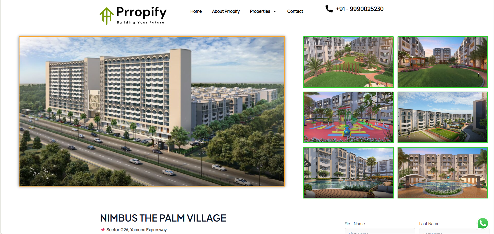 Nimbus the palm village landing page prropify